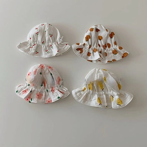 Wholesale Cotton Card Cute Fruit Print Bucket Hat
