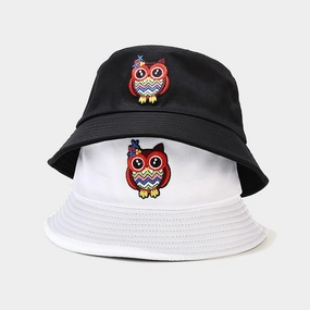 Wholesale Cotton Cartoon Owl Pattern Bucket Hat