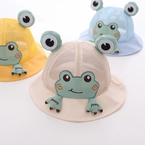 Wholesale Cotton Children's Breathable and Cute Little Frog Fisherman Hat
