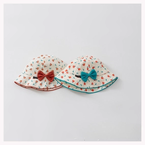 Wholesale Cotton Children's Small Floral Bow Shading Fisherman Hat