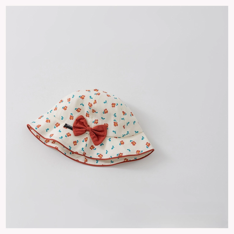 Wholesale Cotton Children's Small Floral Bow Shading Fisherman Hat