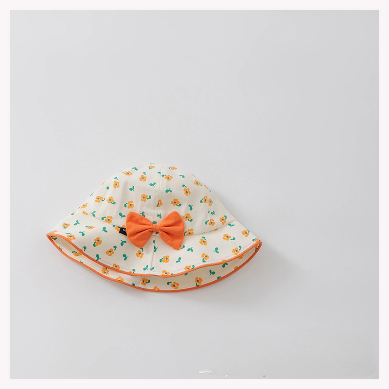 Wholesale Cotton Children's Small Floral Bow Shading Fisherman Hat