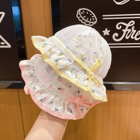 Wholesale Cotton Children's Summer Floral Mesh Breathable Bucket Hat