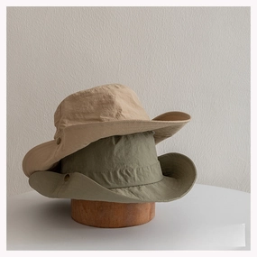 Wholesale Cotton Children's Western Denim Style Solid Color Fisherman Hat