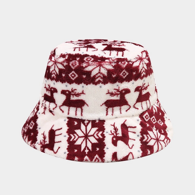 Wholesale Cotton Christmas Deer Pattern Bucket Hat