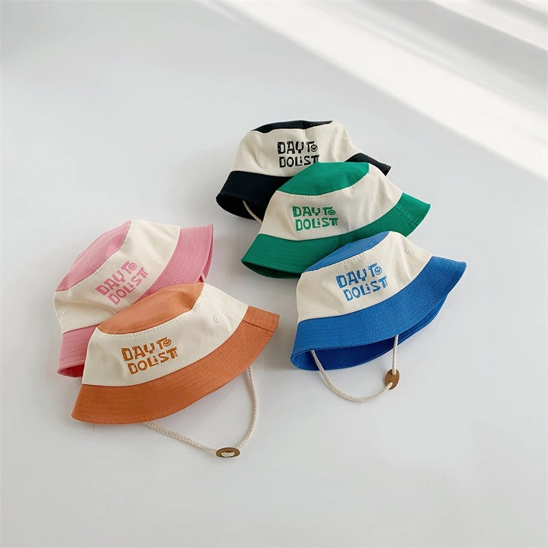 Wholesale Cotton Colorblock Alphabet Printing Kids Bucket Hat