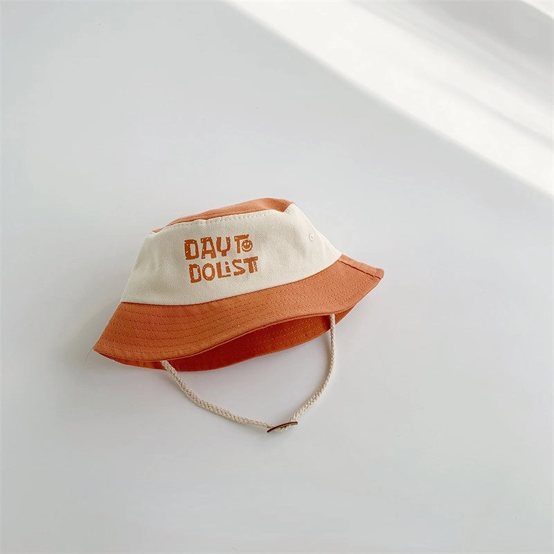 Wholesale Cotton Colorblock Alphabet Printing Kids Bucket Hat