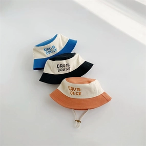 Wholesale Cotton Colorblock Alphabet Printing Kids Bucket Hat