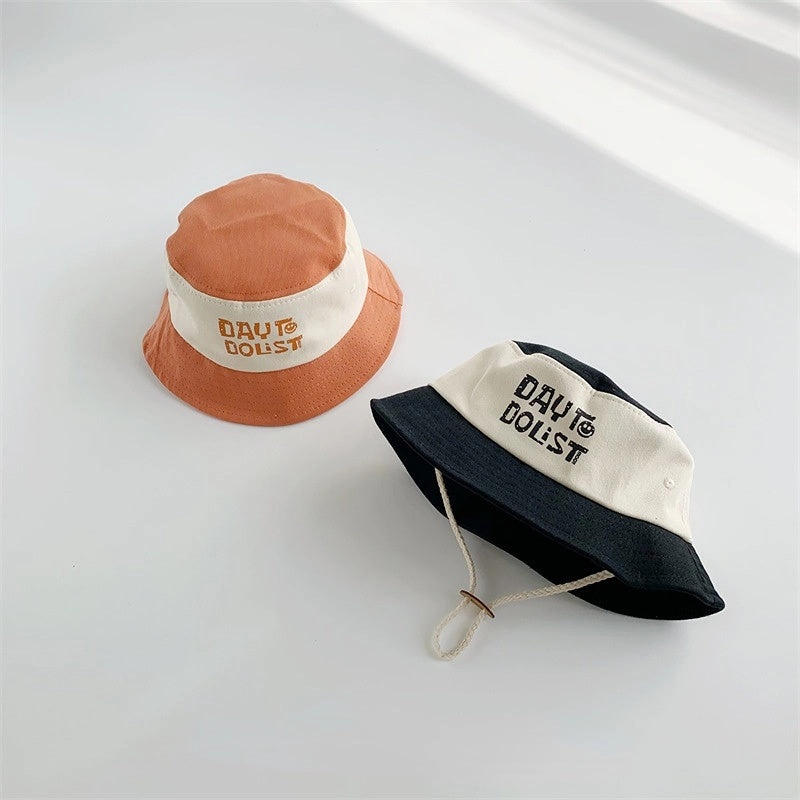 Wholesale Cotton Colorblock Alphabet Printing Kids Bucket Hat