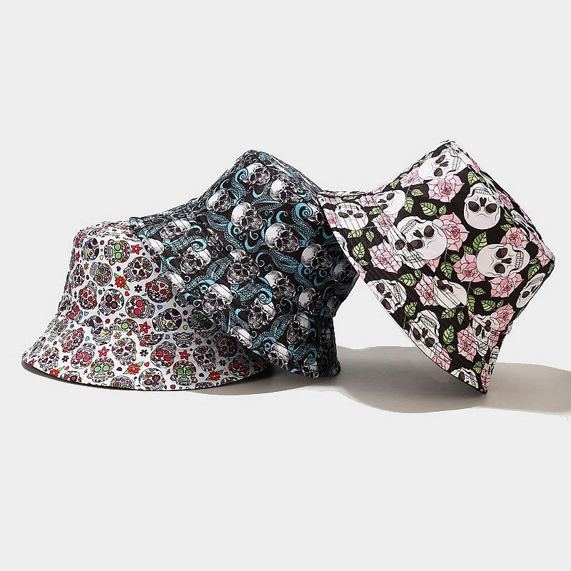 Wholesale Cotton Colorful Calavera Skull Bucket Hat