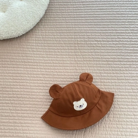 Wholesale Cotton Cute Bear Children's Embroidered Fisherman Hat