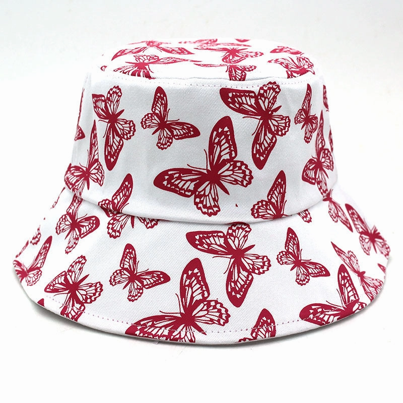 Wholesale Cotton Cute Butterfly Printed Fisherman Hats