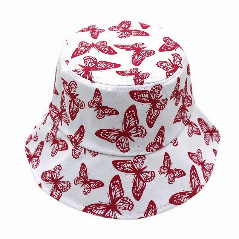 Wholesale Cotton Cute Butterfly Printed Fisherman Hats