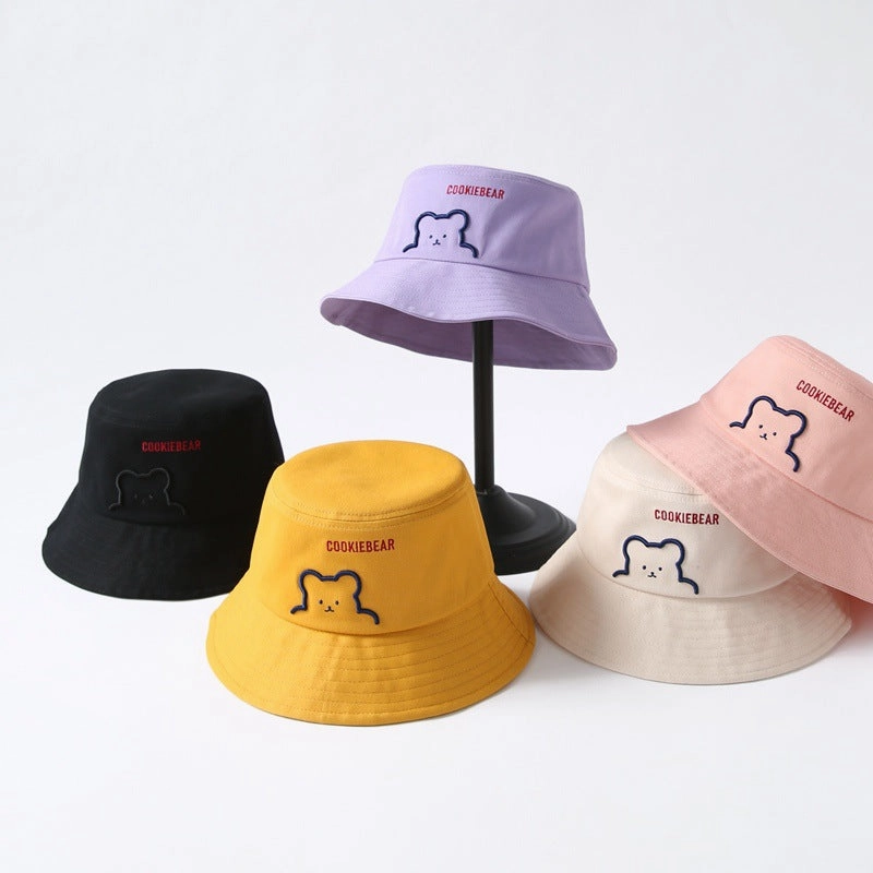 Wholesale Cotton Cute Embroidered Bear Bucket Hat