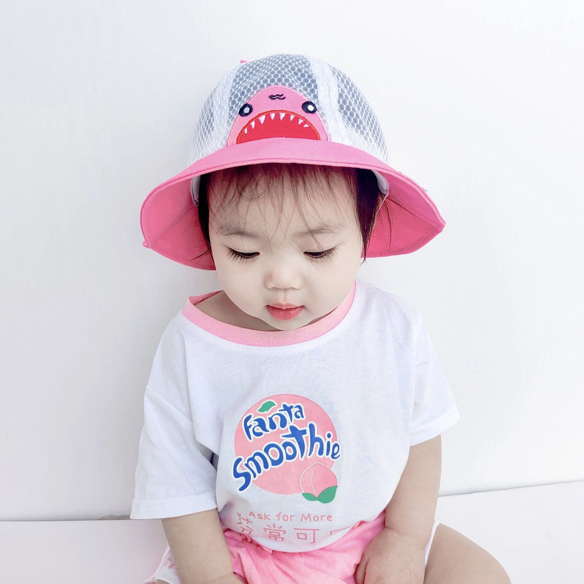 Wholesale Cotton Cute Shark Breathable Mesh Kids Bucket Hat