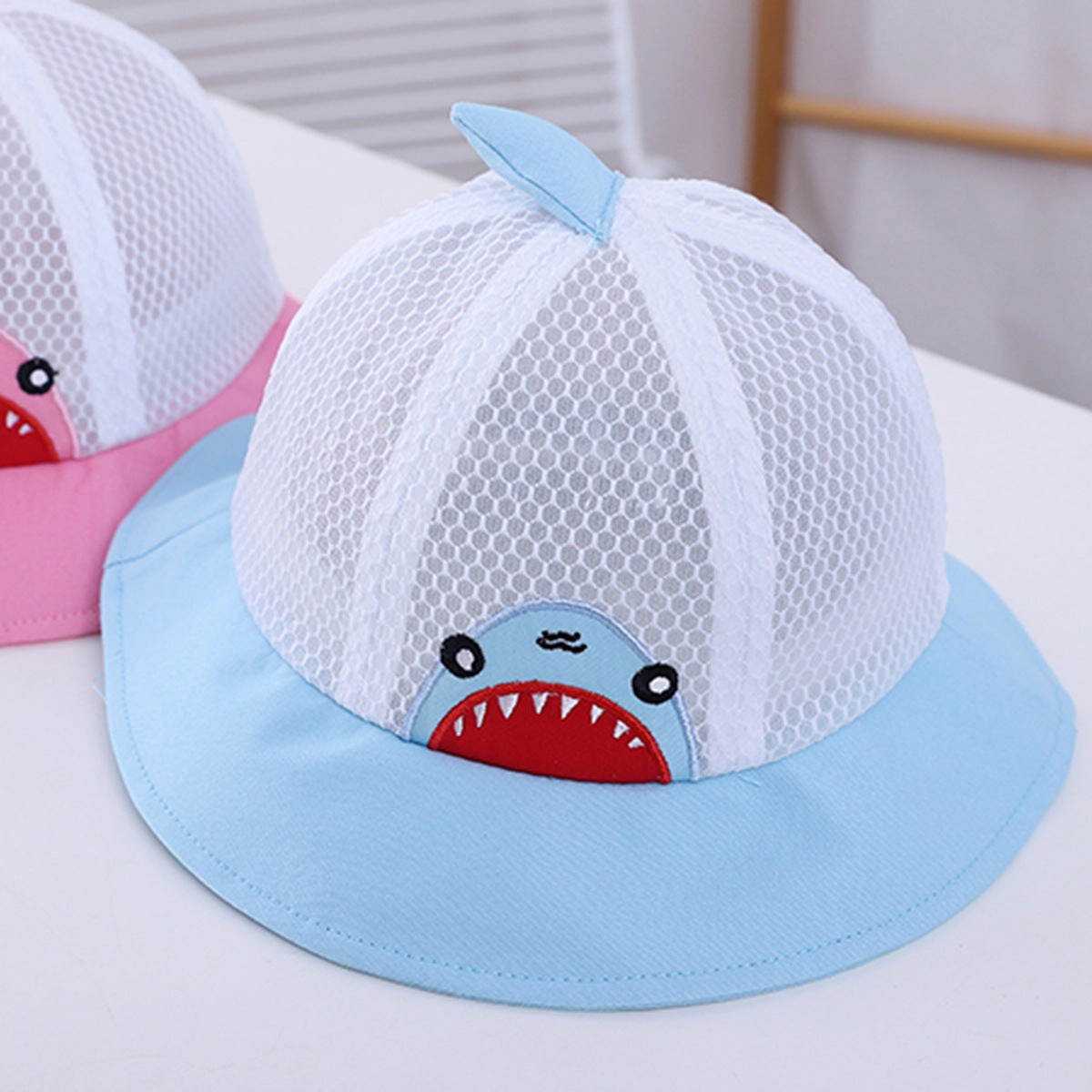 Wholesale Cotton Cute Shark Breathable Mesh Kids Bucket Hat