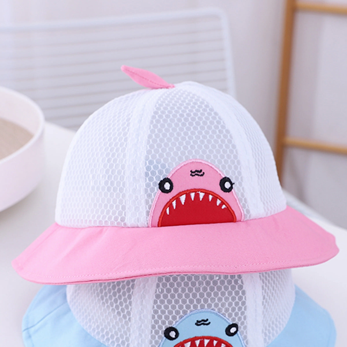 Wholesale Cotton Cute Shark Breathable Mesh Kids Bucket Hat