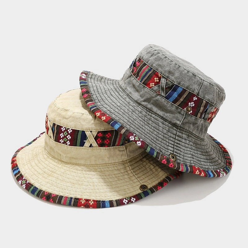 Wholesale Cotton Ethnic Feng Shui Washed Distressed Fisherman Hat