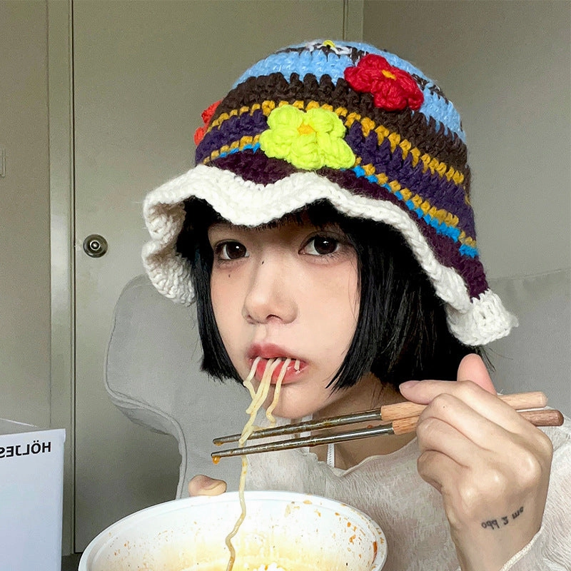Wholesale Cotton Floral Knitted Bucket Hat