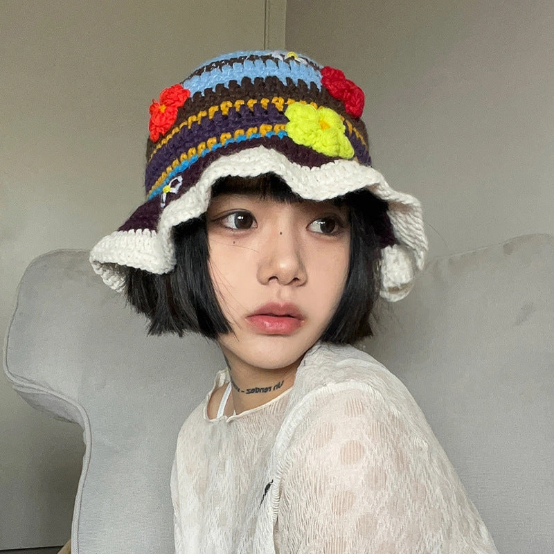 Wholesale Cotton Floral Knitted Bucket Hat