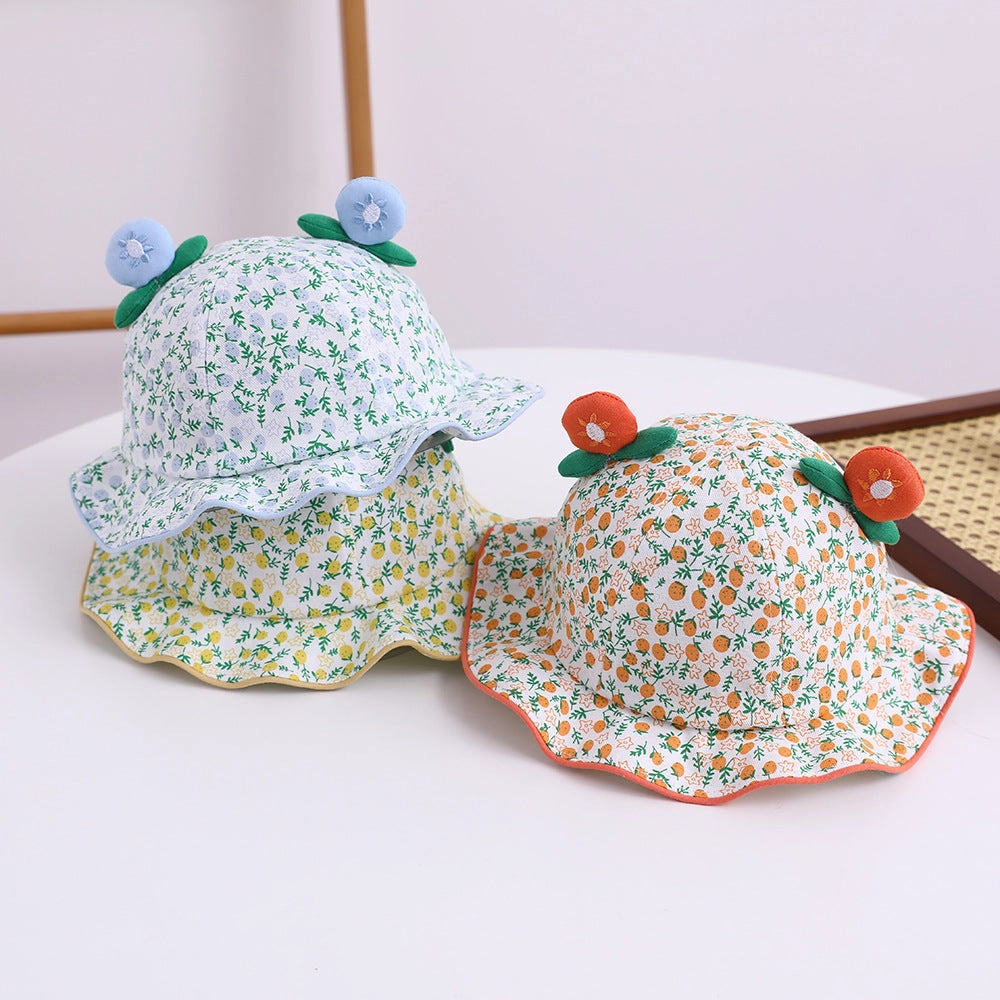 Wholesale Cotton Fruit Double Angle Kids Bucket Hat