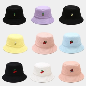 Wholesale Cotton Fruit Pattern Embroidery Bucket Hat
