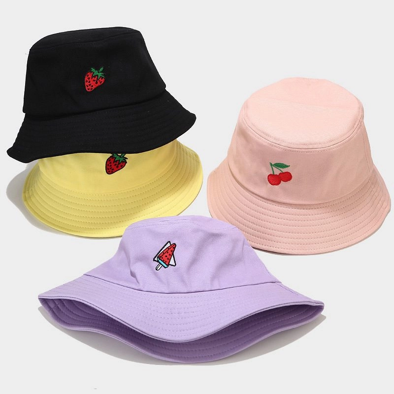 Wholesale Cotton Fruit Pattern Embroidery Bucket Hat