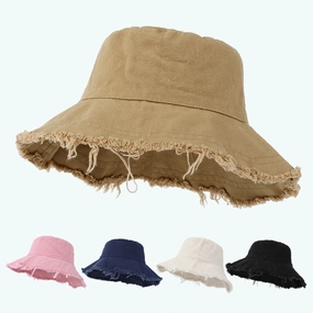 Wholesale Cotton Fur Trimmed Solid Color Fisherman Hats