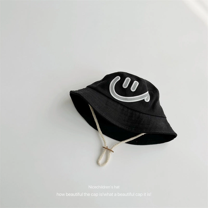 Wholesale Cotton Kids Big Smiley Face Big Brim Bucket Hat
