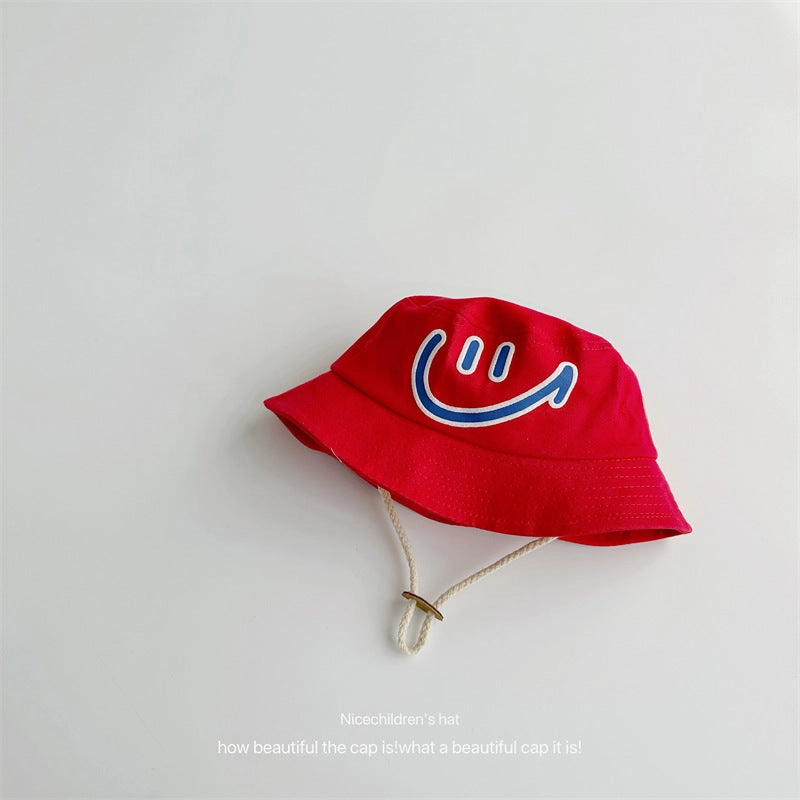 Wholesale Cotton Kids Big Smiley Face Big Brim Bucket Hat
