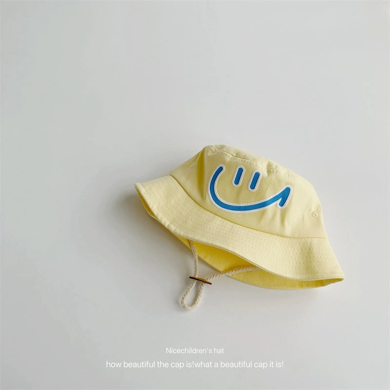 Wholesale Cotton Kids Big Smiley Face Big Brim Bucket Hat
