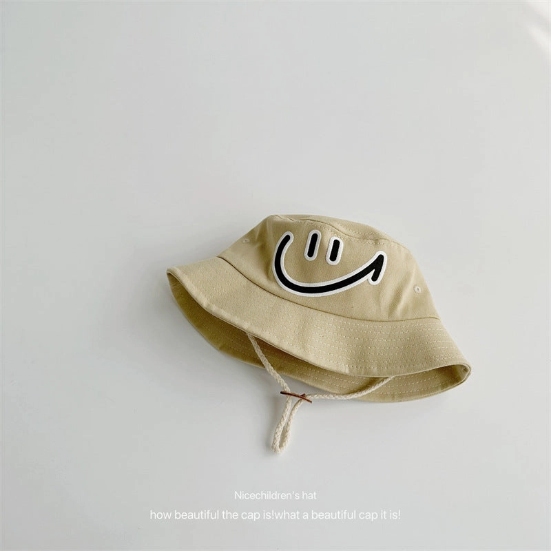 Wholesale Cotton Kids Big Smiley Face Big Brim Bucket Hat