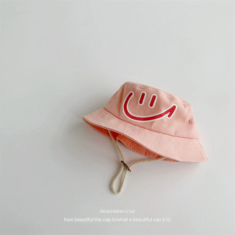 Wholesale Cotton Kids Big Smiley Face Big Brim Bucket Hat