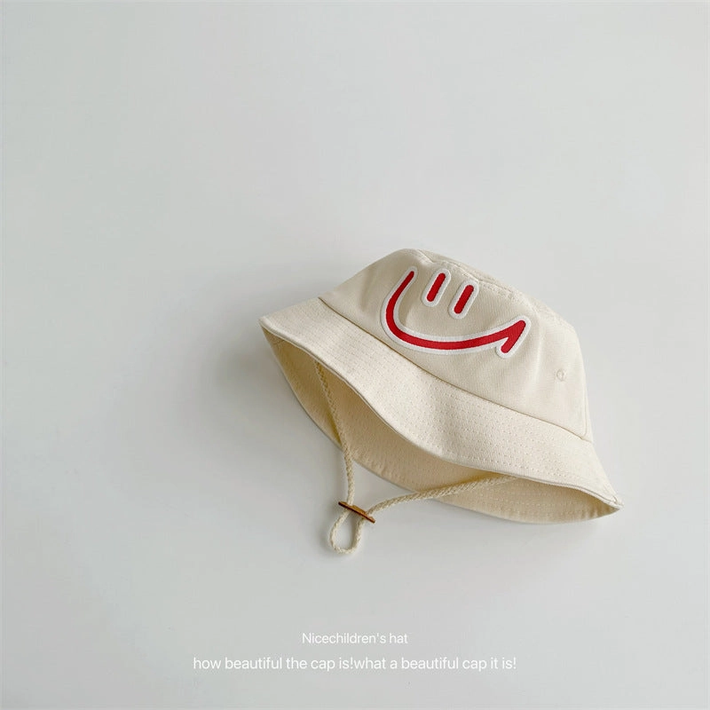 Wholesale Cotton Kids Big Smiley Face Big Brim Bucket Hat