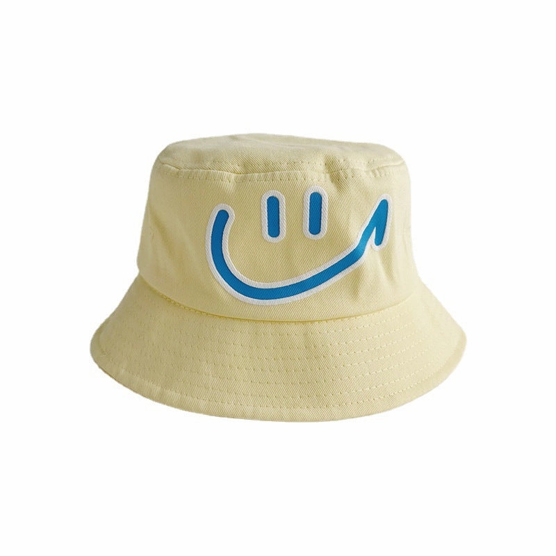 Wholesale Cotton Kids Big Smiley Face Big Brim Bucket Hat