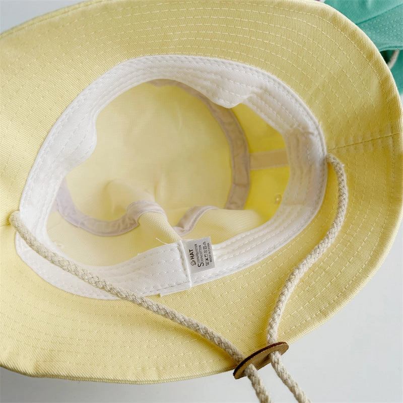 Wholesale Cotton Kids Big Smiley Face Big Brim Bucket Hat