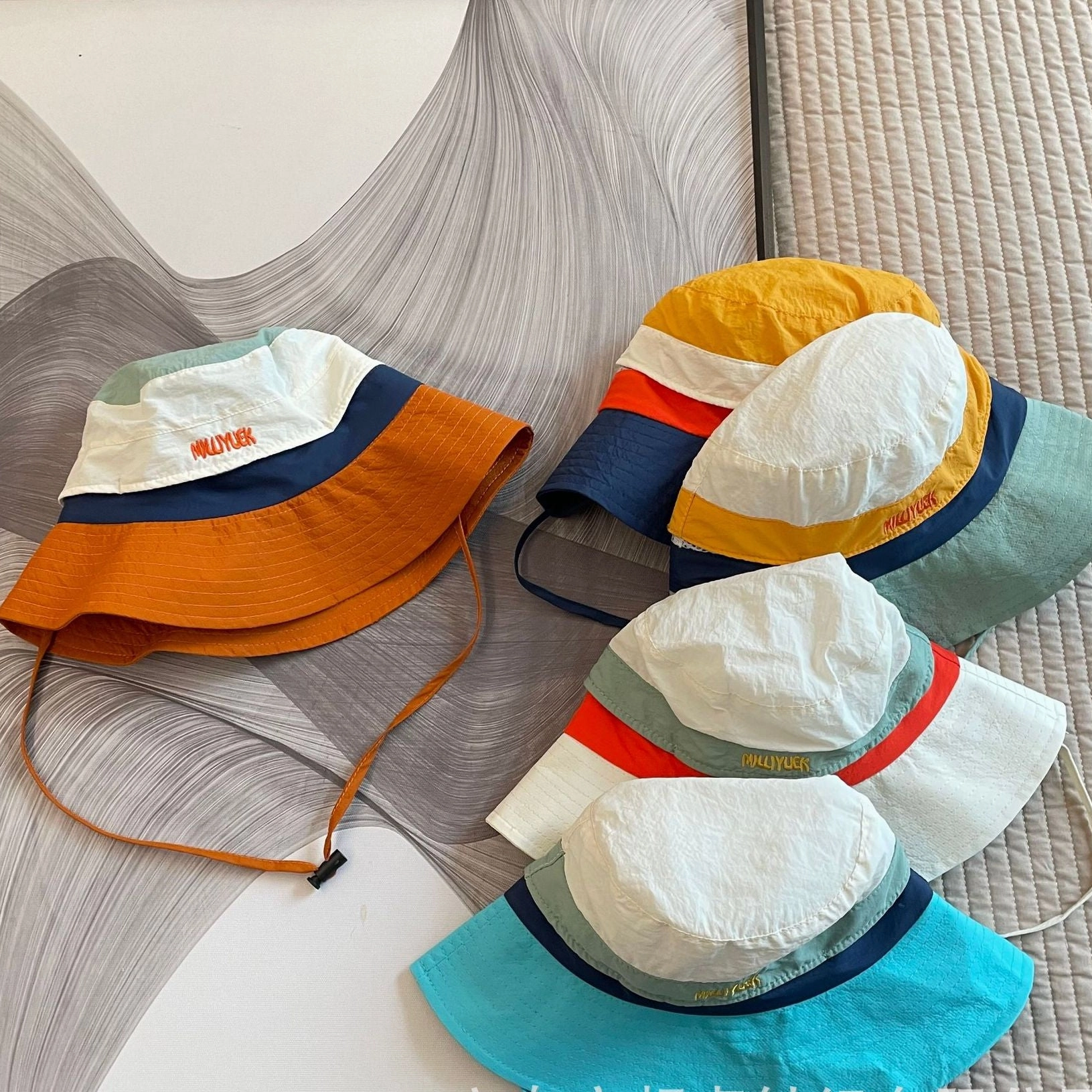 Wholesale Cotton Kids Colorblock Bucket Hat