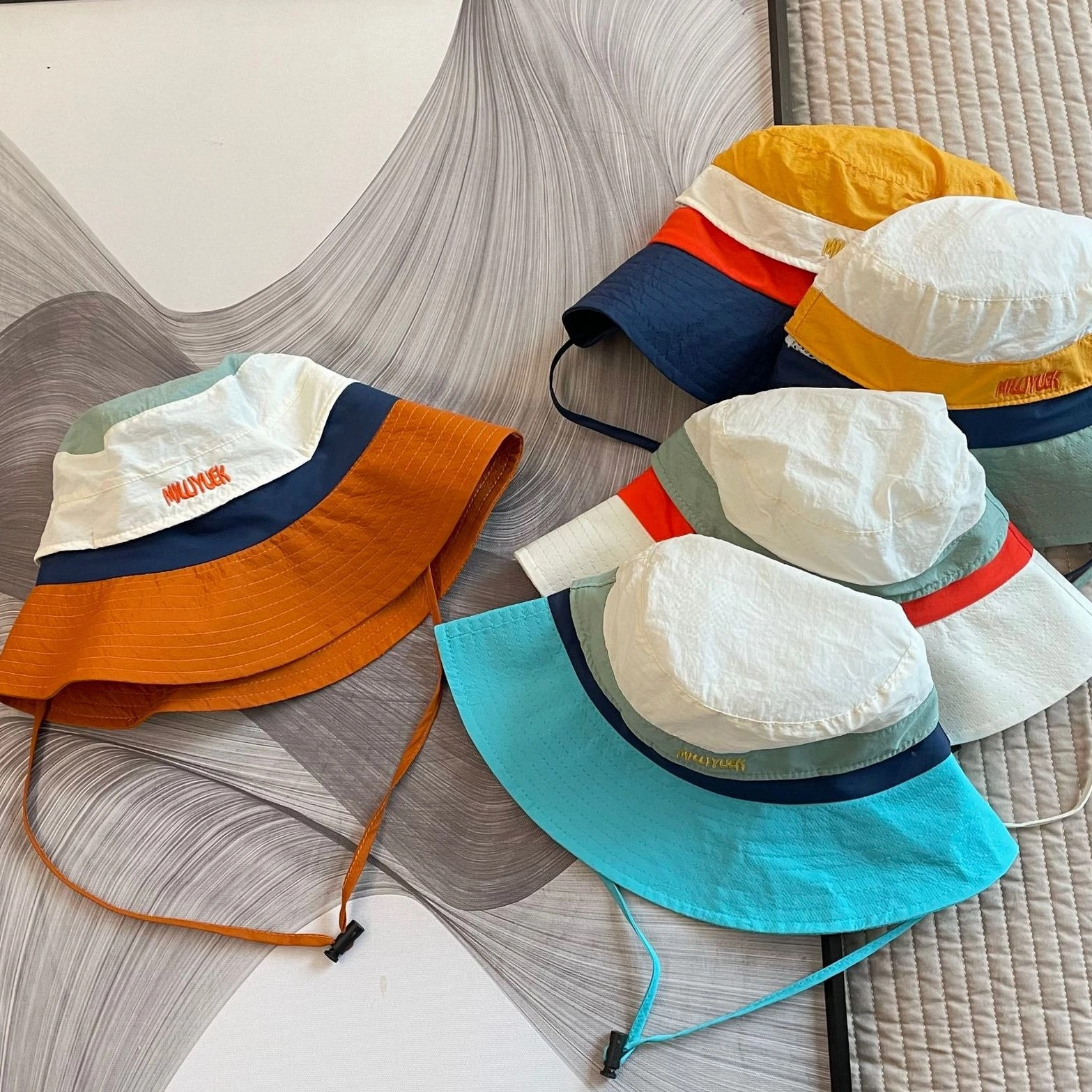 Wholesale Cotton Kids Colorblock Bucket Hat