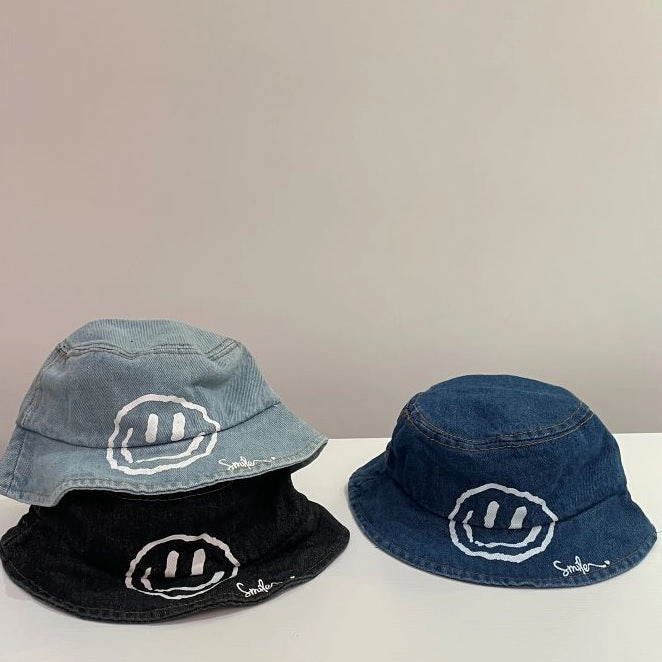 Wholesale Cotton Kids Colorful Smiley Bucket Hat