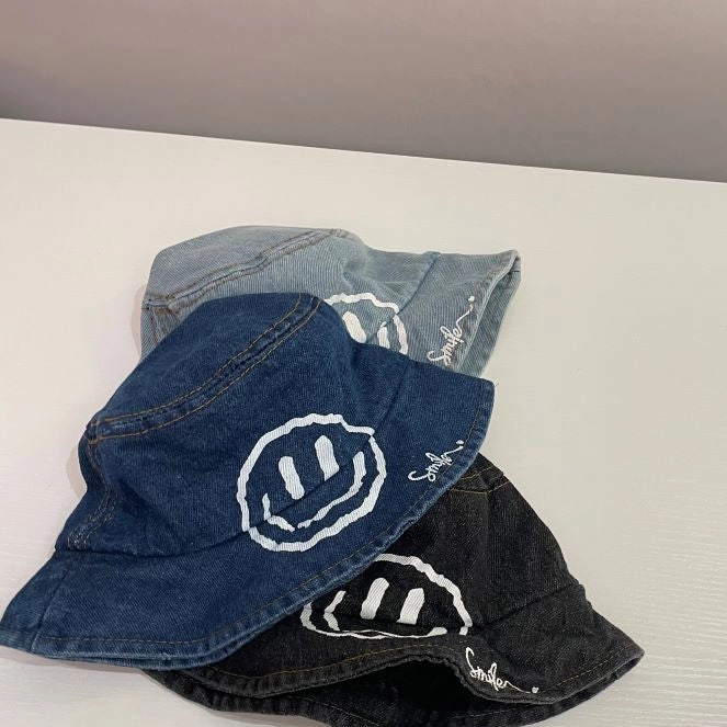 Wholesale Cotton Kids Colorful Smiley Bucket Hat