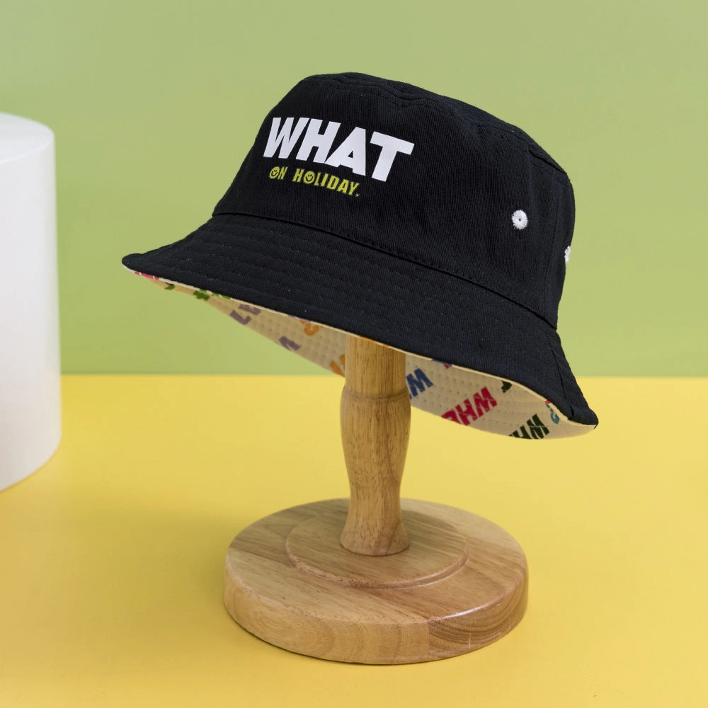 Wholesale Cotton Letter Flat Top Kids Bucket Hat
