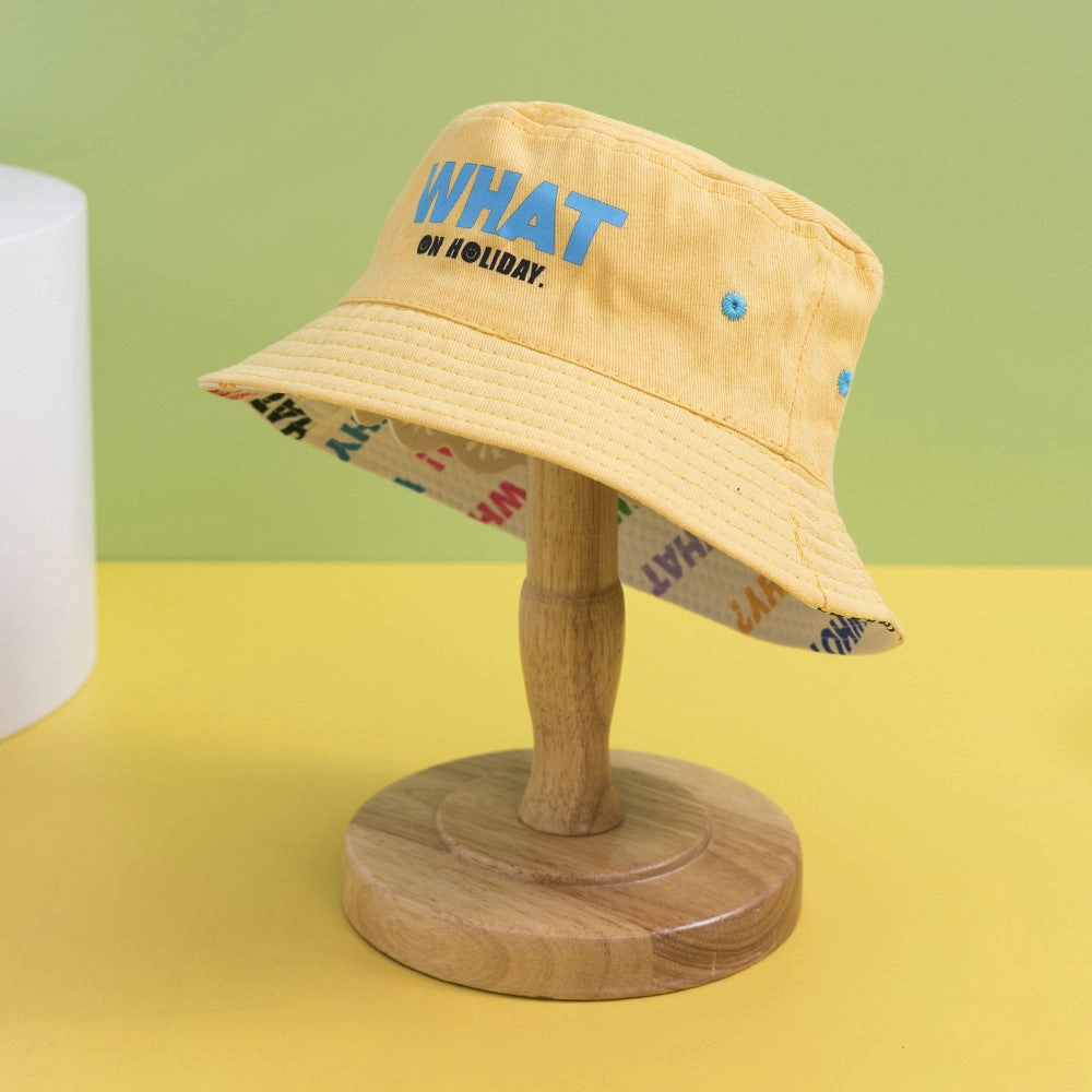 Wholesale Cotton Letter Flat Top Kids Bucket Hat