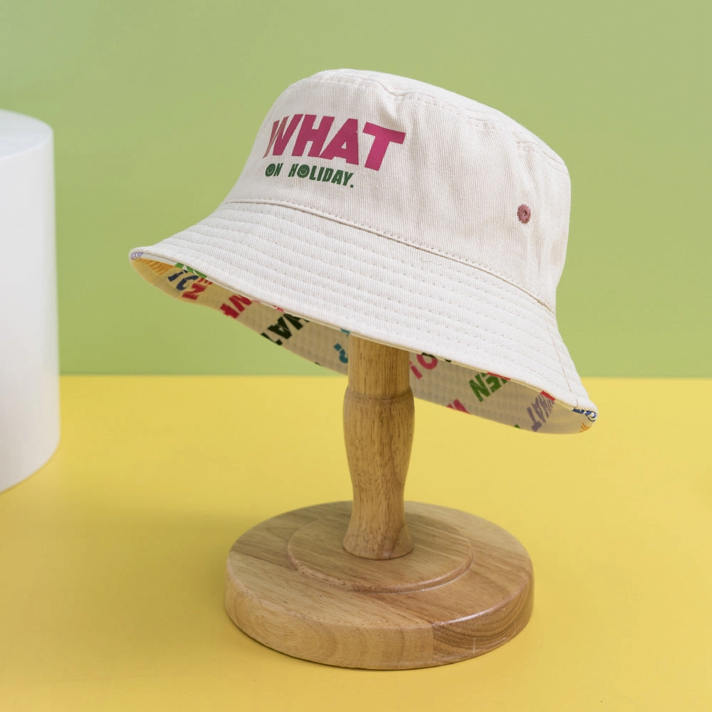 Wholesale Cotton Letter Flat Top Kids Bucket Hat