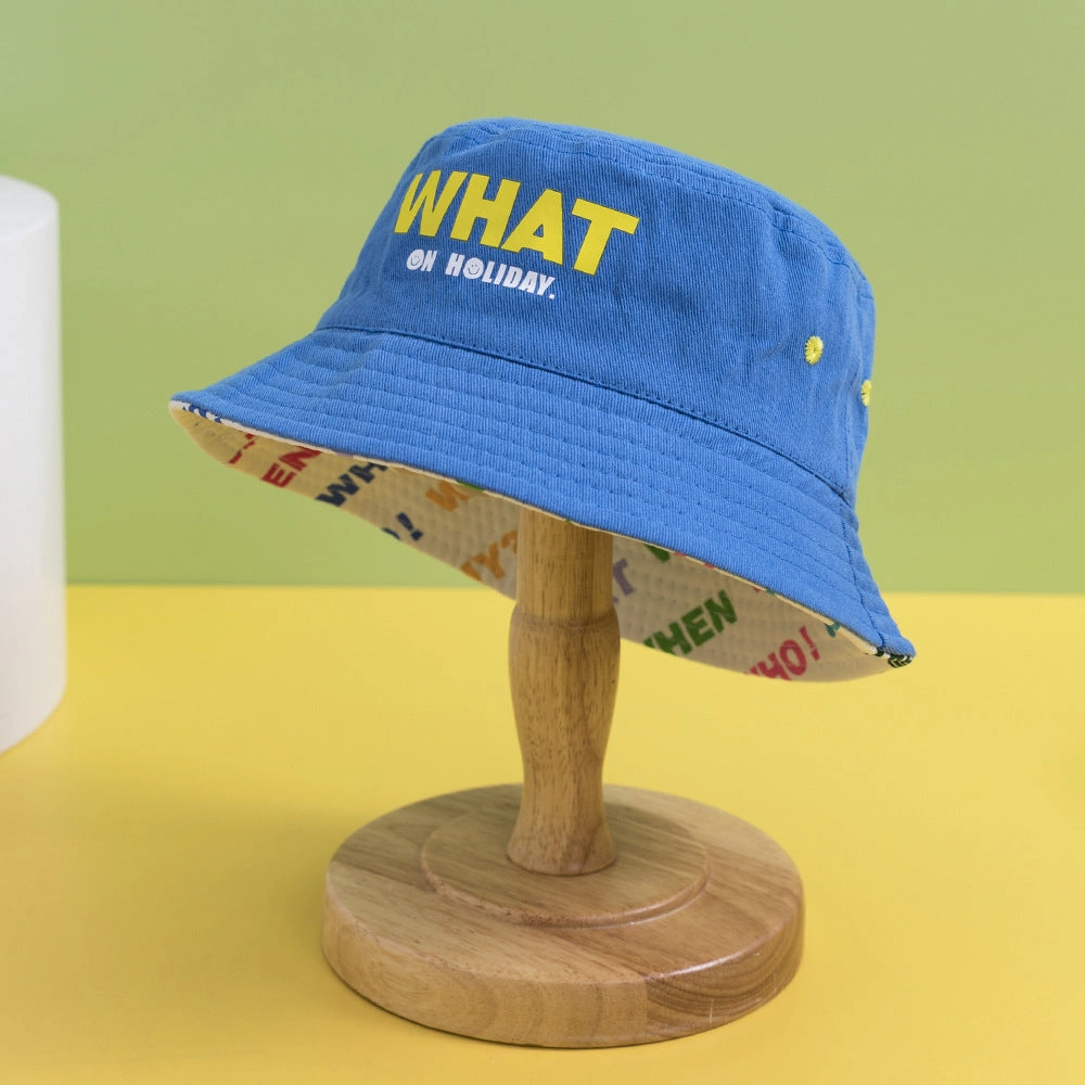 Wholesale Cotton Letter Flat Top Kids Bucket Hat