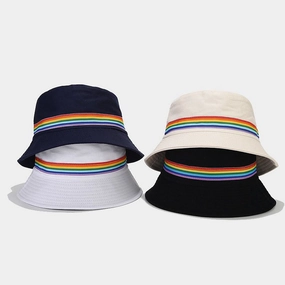 Wholesale Cotton LGBT Rainbow Ribbon Bucket Hat