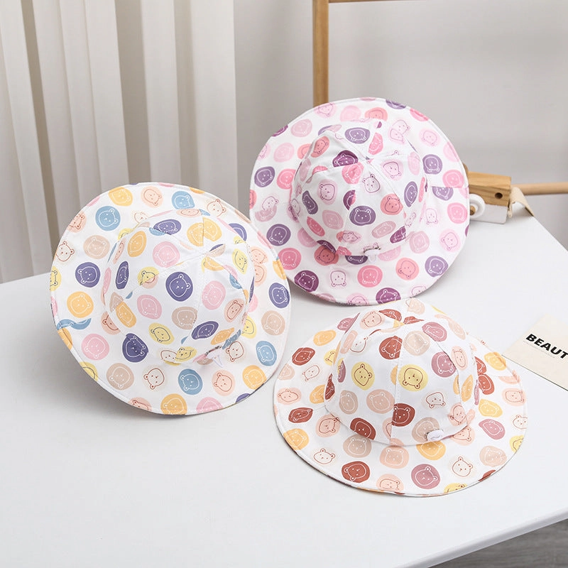 Wholesale Cotton Little Bear Pattern Big Eave Children's Fisherman Hat