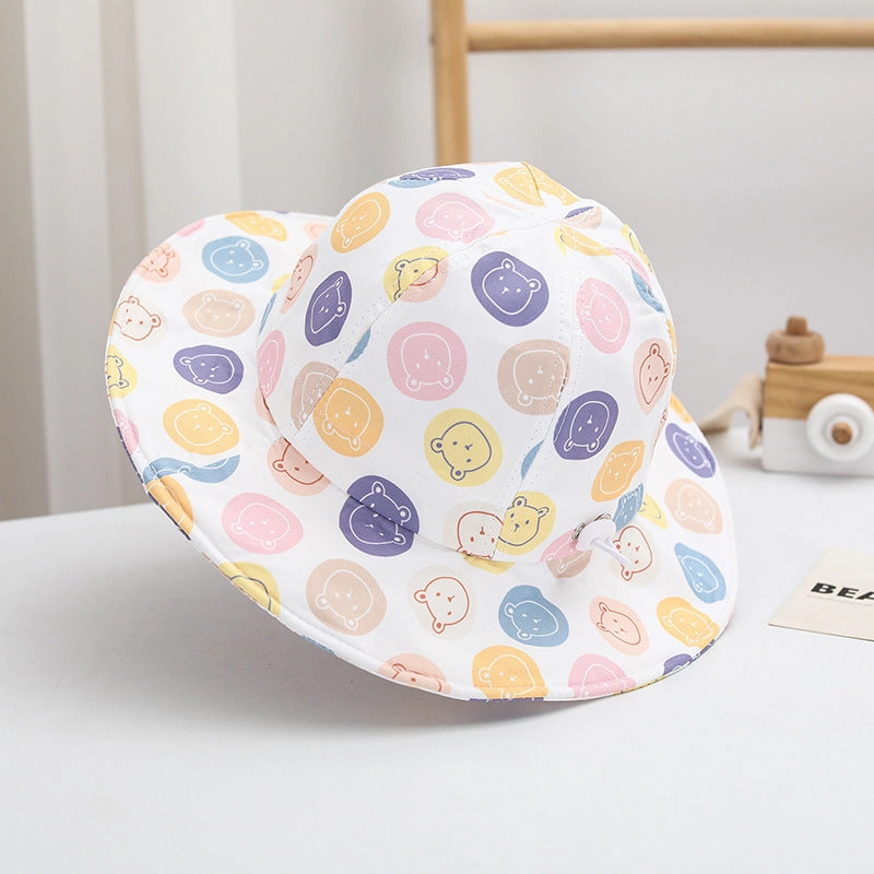 Wholesale Cotton Little Bear Pattern Big Eave Children's Fisherman Hat