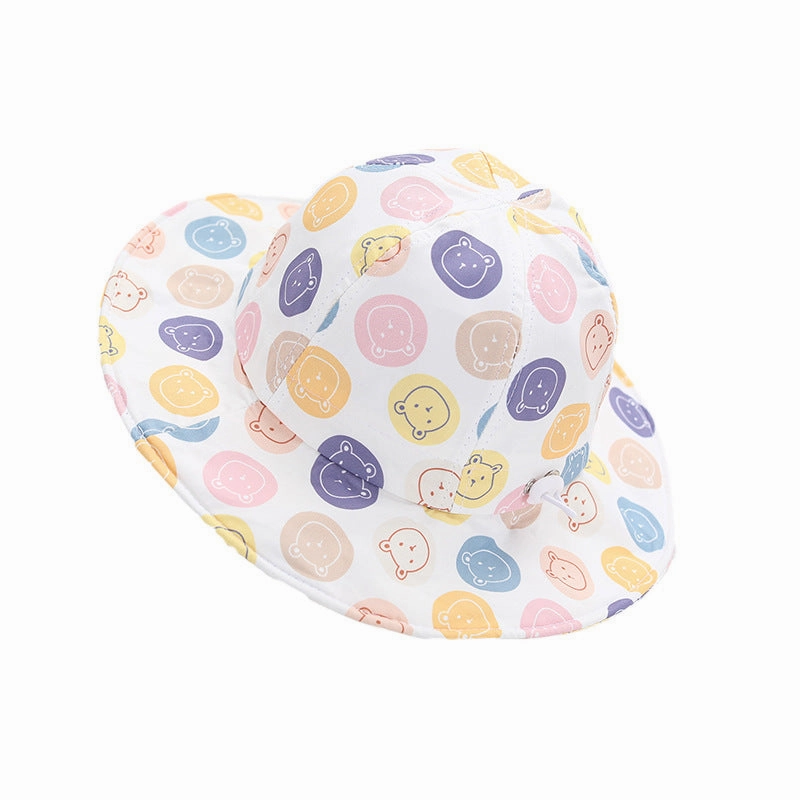 Wholesale Cotton Little Bear Pattern Big Eave Children's Fisherman Hat