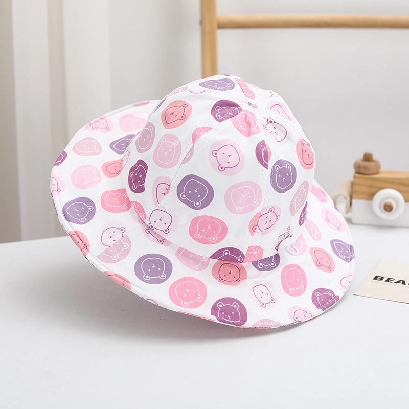 Wholesale Cotton Little Bear Pattern Big Eave Children's Fisherman Hat