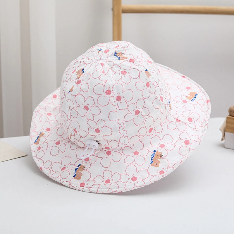 Wholesale Cotton Little Bear Pattern Big Eave Children's Fisherman Hat